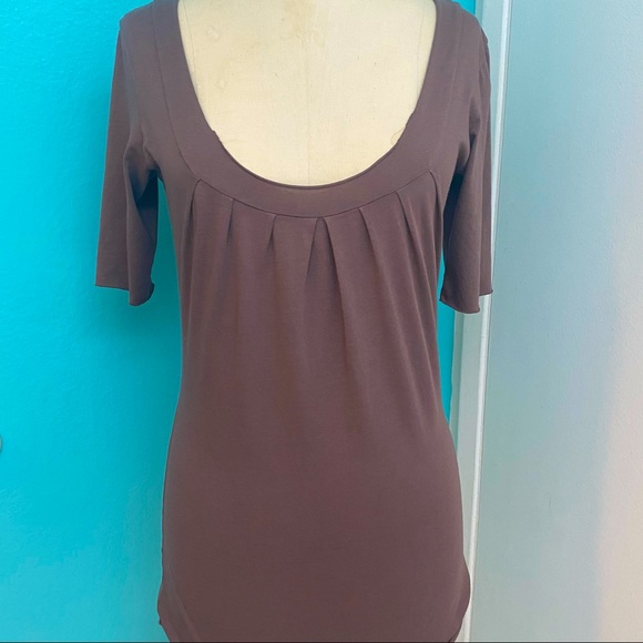 Andrea S Tops - New Andrea S. Purple Short Sleeve Pleated Wide Scoop Neck T-Shirt - L